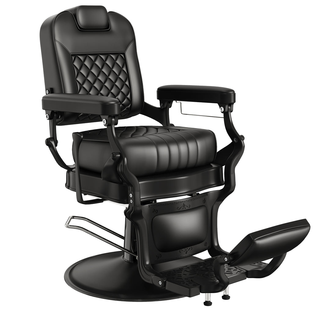 Luxury Black Diamond-Stitched Heavy Duty Barber Chair | Baasha BS-215 ...