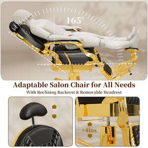 Black and Gold Barber Chair BS-190