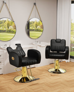 Baasha Gold Reclining Salon Chair BS-135