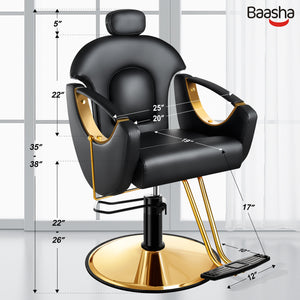 Baasha Gold Reclining Salon Chair BS-92